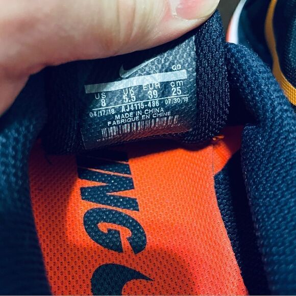 New Nike Pegasus 35 Turbo Racing Stripe Indigo Navy Marigold Orange Womens 8 MED - Picture 10 of 13